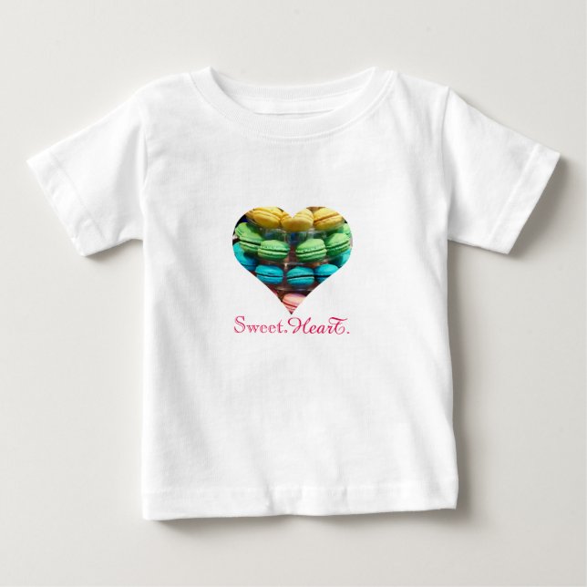 Camiseta Para Bebê Rainbow Macaron Sweet Heart (Frente)