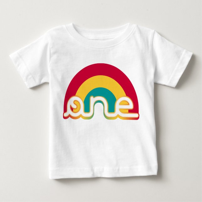 Camiseta Para Bebê Rainbow One Birthday Tee (Frente)