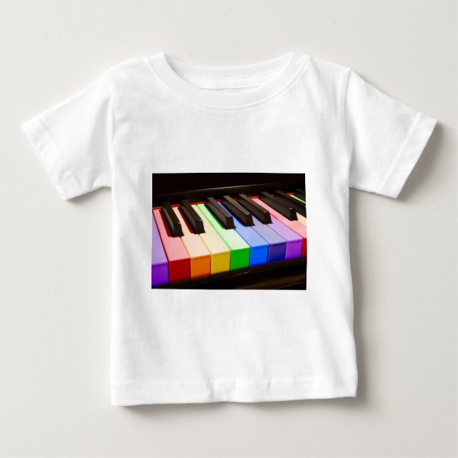 Camiseta Para Bebê Rainbow Piano (Frente)