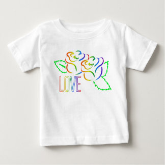 Camiseta Para Bebê Rainbow Rosas Love
