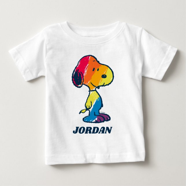 Camiseta Para Bebê Rainbow Snoopy (Frente)