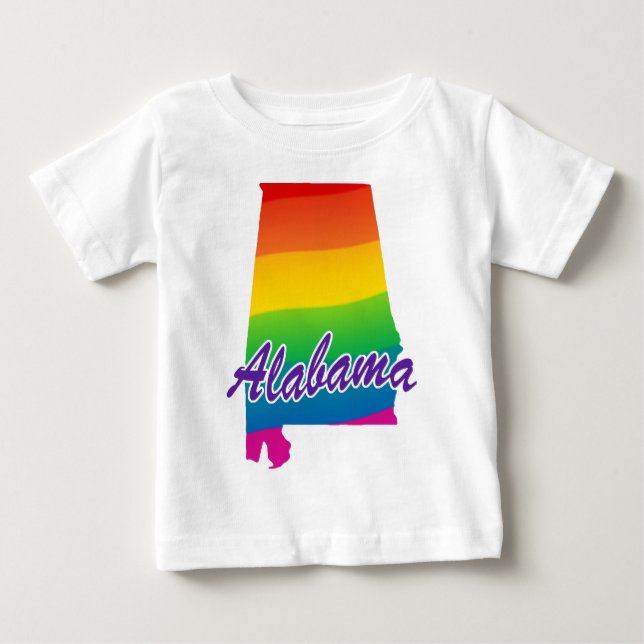 Camiseta Para Bebê Rainbow State Of Alabama (Frente)