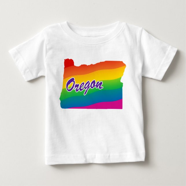 Camiseta Para Bebê Rainbow State Of Oregon (Frente)