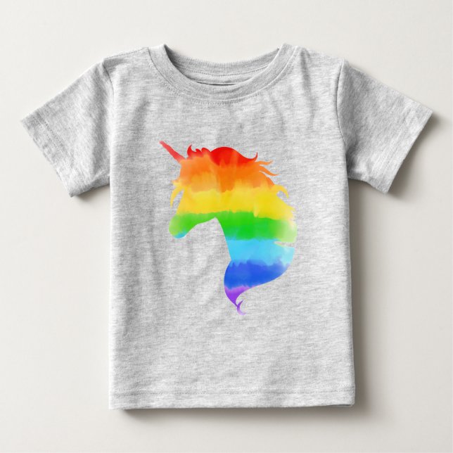 Camiseta Para Bebê Rainbow Unicórnio (Frente)