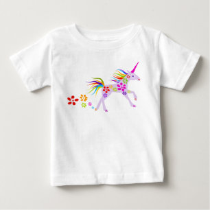 CAMISETA PARA BEBÊ RAINBOWERS UNICORN VETOR ILUSTRAÇÃO