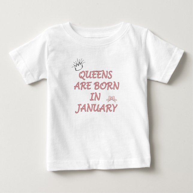 Camiseta Para Bebê Rainha de Janeiro (Frente)