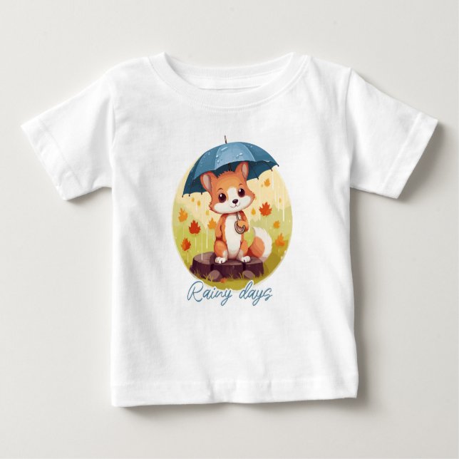 Camiseta Para Bebê Rainy days (Frente)