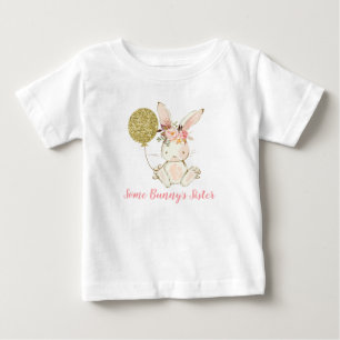 Camiseta Para Bebê Raio-das-raparigas Balão da Irmã do Coelhinho