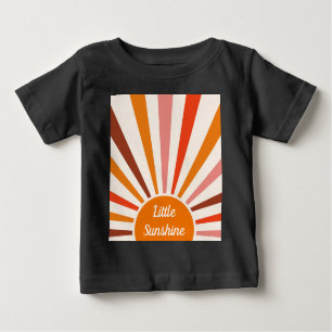 Camiseta Para Bebê Raios do Sol Retrospectivo Laranja Vermelho Amarel