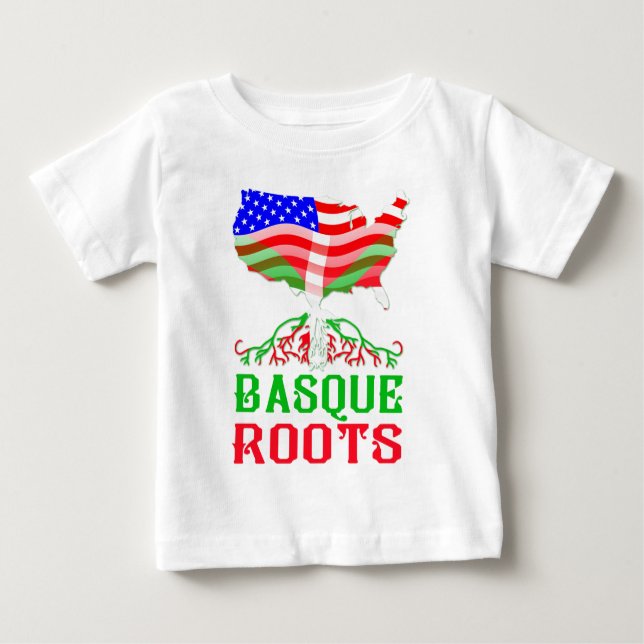 Camiseta Para Bebê Raízes Americanas Bascas (Frente)