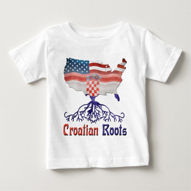 Camiseta Para Bebê Raizes croatas americanas (Frente)