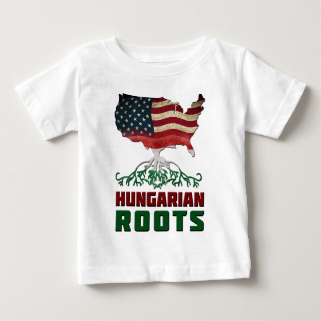 Camiseta Para Bebê Raízes Húngaras Americanas (Frente)