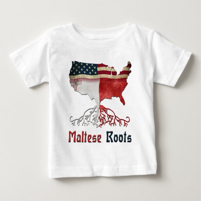 Camiseta Para Bebê Raízes Malteses Americanas (Frente)