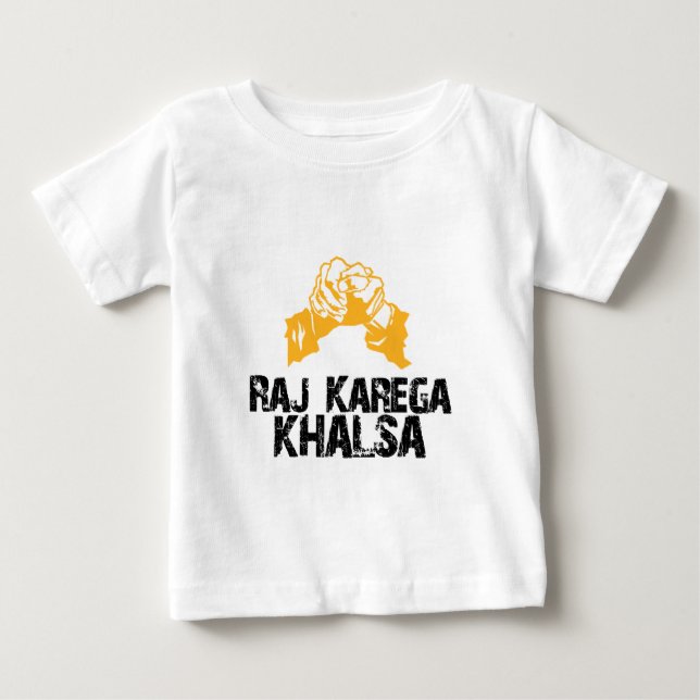 Camiseta Para Bebê Raj Karega Khalsa (Frente)