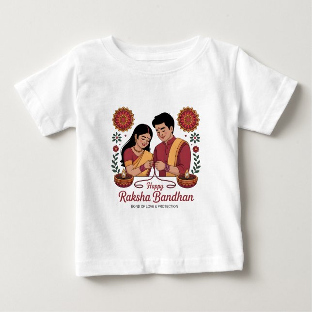 Camiseta Para Bebê Raksha Bandhan Baby Fine Jersey T-Shirt (Frente)