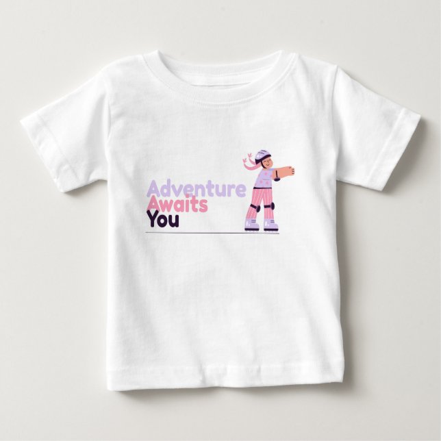 Camiseta Para Bebê Rapariga Brincando com Skates Rosa (Frente)