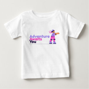 Camiseta Para Bebê Rapariga brincando com Skates Roxo