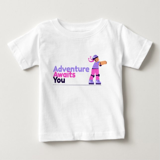 Camiseta Para Bebê Rapariga brincando com Skates Roxo (Frente)