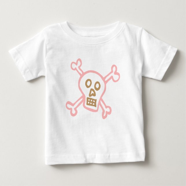 Camiseta Para Bebê Rapariga Crânio e Crossbones (Frente)