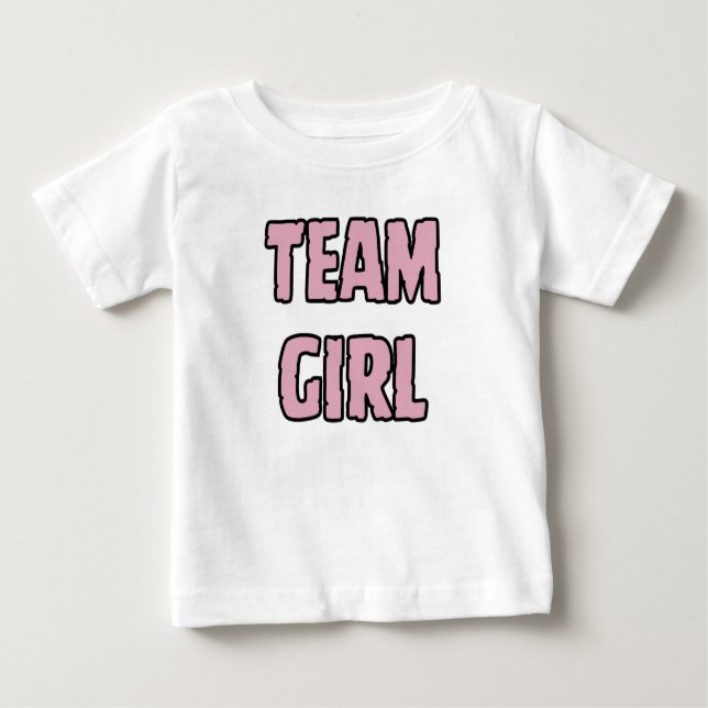 Camiseta Para Bebê Rapariga da Equipe Escamuflada Rosa Gênero do Bebê (Frente)