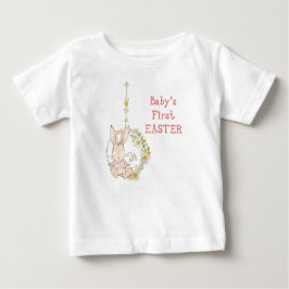 Camiseta Para Bebê Rapariga da Primeira Páscoa na Flor Swing