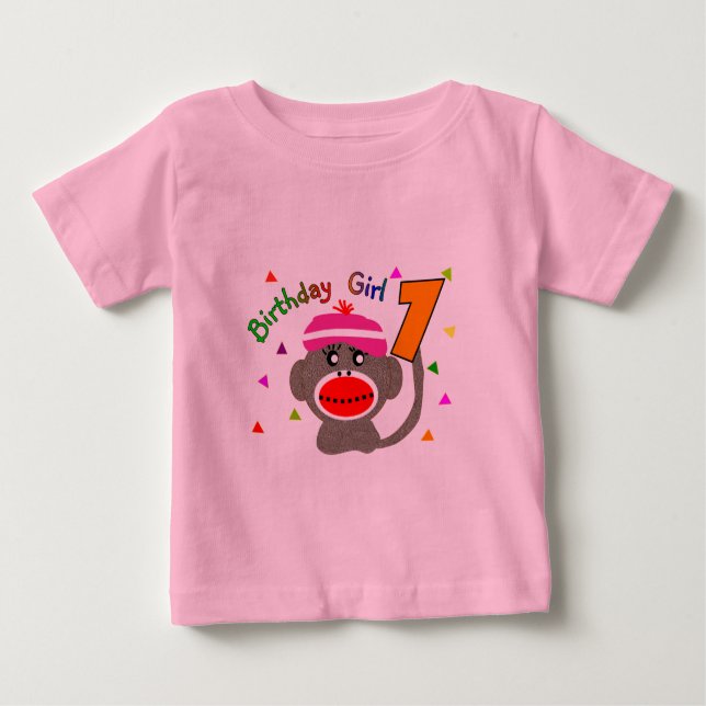 Camiseta Para Bebê Rapariga de aniversário de 1 ano (Frente)