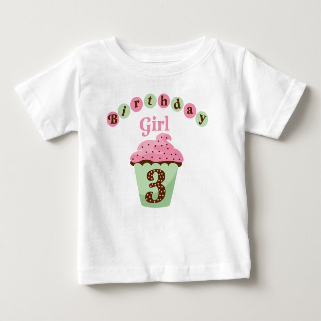 Camiseta Para Bebê Rapariga de aniversário de 3 anos (Frente)