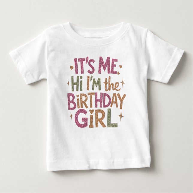 Camiseta Para Bebê Rapariga de Aniversário do Script Moderno (Frente)