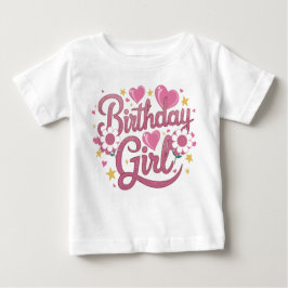 Camiseta Para Bebê Rapariga de Aniversário do Script Moderno