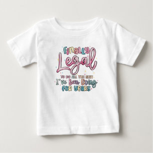 Camiseta Para Bebê Rapariga de Aniversário do Script Moderno