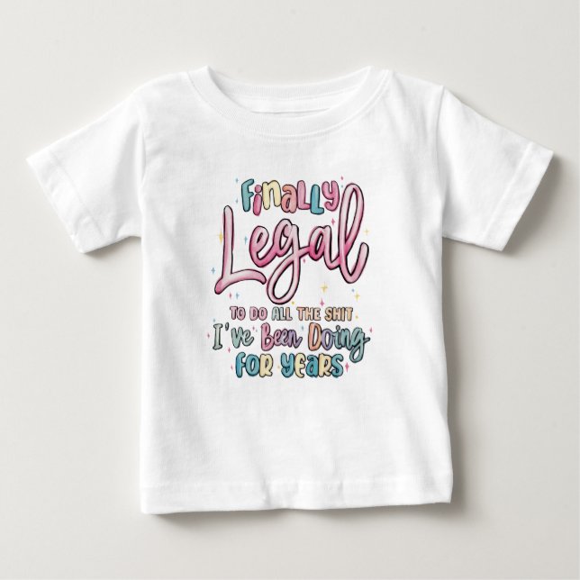 Camiseta Para Bebê Rapariga de Aniversário do Script Moderno (Frente)