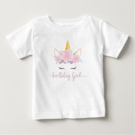 Camiseta Para Bebê Rapariga de Aniversário do Unicon com Script Moder