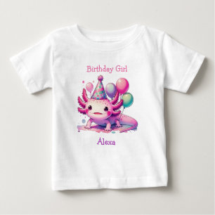 Camiseta Para Bebê Rapariga de aniversário personalizada   Axolotl Th