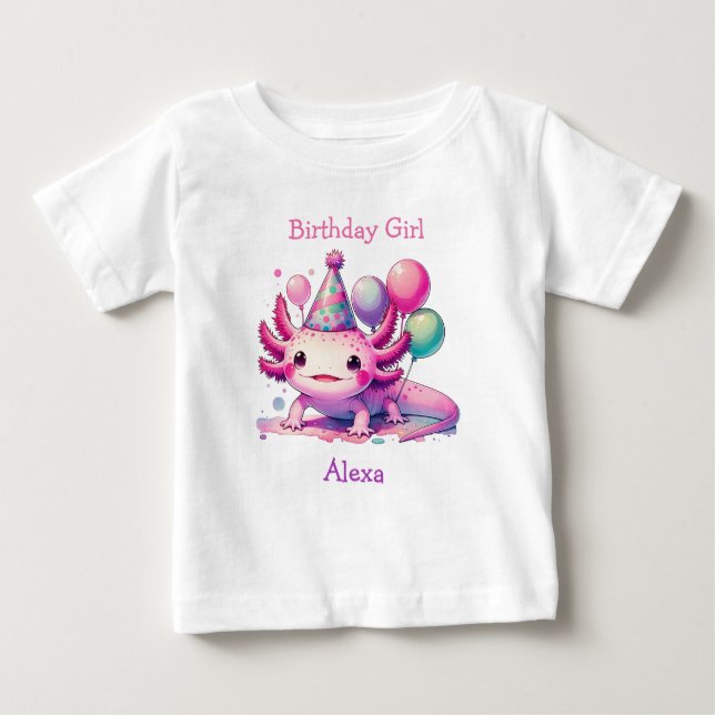 Camiseta Para Bebê Rapariga de aniversário personalizada | Axolotl Th (Frente)