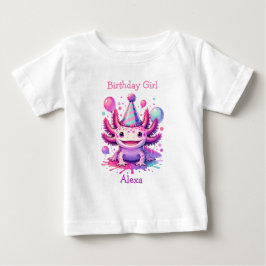 Camiseta Para Bebê Rapariga de aniversário personalizada | Axolotl Th