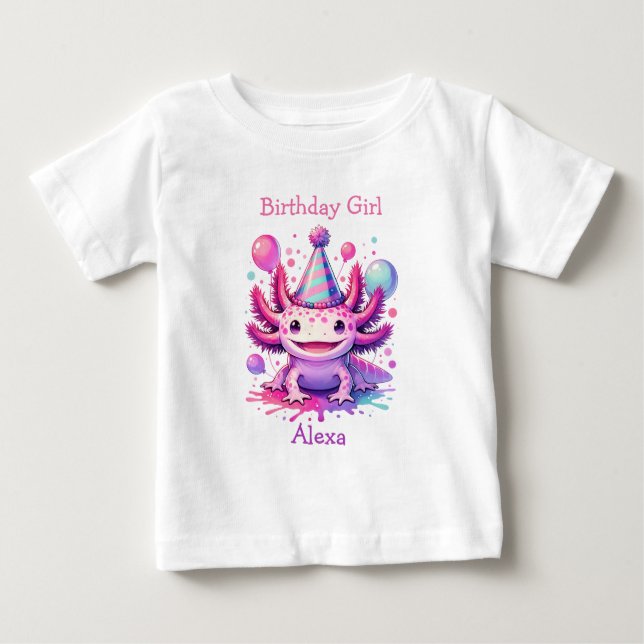 Camiseta Para Bebê Rapariga de aniversário personalizada | Axolotl Th (Frente)