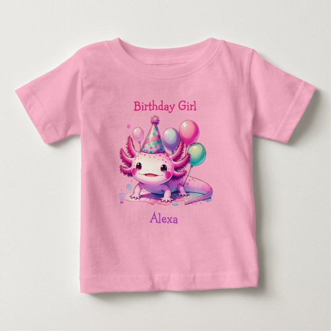 Camiseta Para Bebê Rapariga de aniversário personalizada | Axolotl Th (Frente)