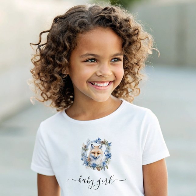 Camiseta Para Bebê Rapariga de Fox Watercolor (Winter Fox Watercolor Girl Baby T-Shirt)