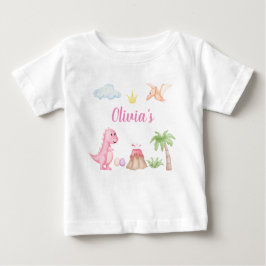 Camiseta Para Bebê Rapariga Dinossauro Aniversário