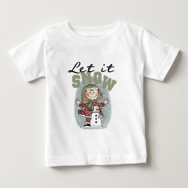 Camiseta Para Bebê Rapariga e Neve Deixem-na Neve (Frente)