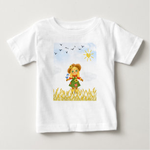 Camiseta Para Bebê Rapariga Espantalho Pássaro no Braço