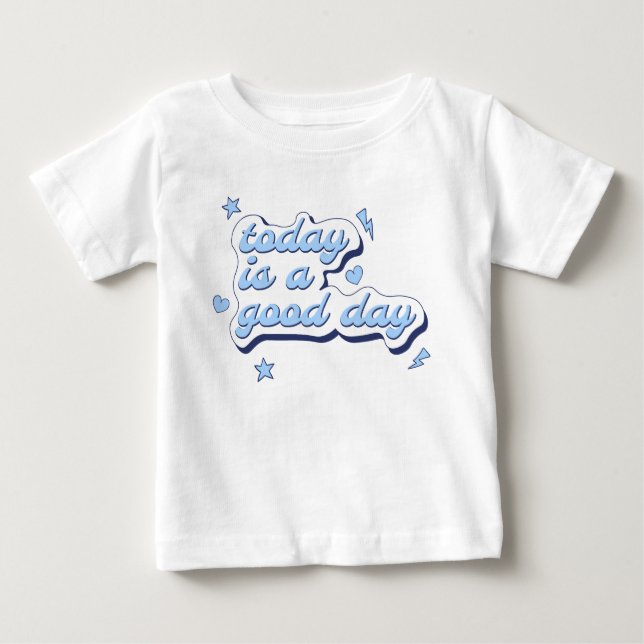 Camiseta Para Bebê Rapariga Estrelas Corações Raios Azul (Frente)