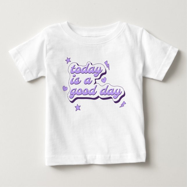 Camiseta Para Bebê Rapariga Estrelas Corações Raios Raios Roxo (Frente)
