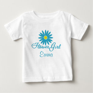 Camiseta Para Bebê Rapariga Flor/ Margarida Azul