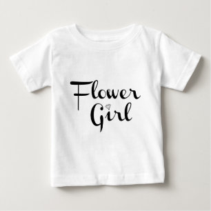 Camiseta Para Bebê Rapariga Flor Script Retroativo Preto em Branco