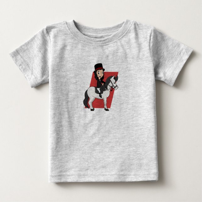 Camiseta Para Bebê Rapariga montando um desenho animado (Frente)