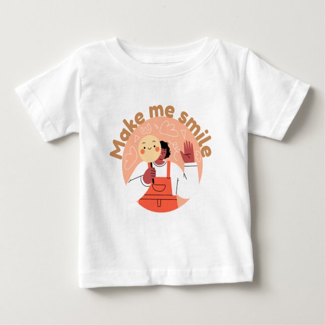 Camiseta Para Bebê Rapariga ondulando e sorrindo de laranja (Frente)