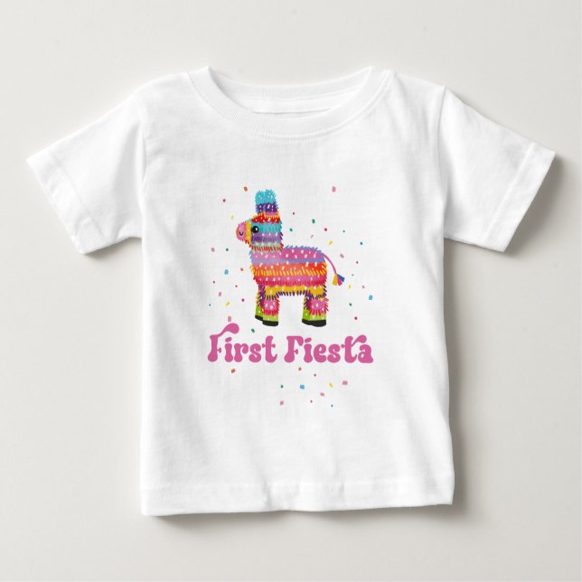 Camiseta Para Bebê Rapariga Primeiro Fiesta Birthday (Frente)