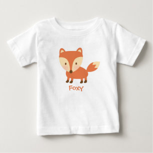 Camiseta Para Bebê Rapariga Raposa da Floresta Laranja Fofa Para Bebê
