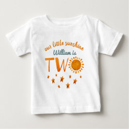 Camiseta Para Bebê Rapaz segundo aniversário de Nome Sunshine